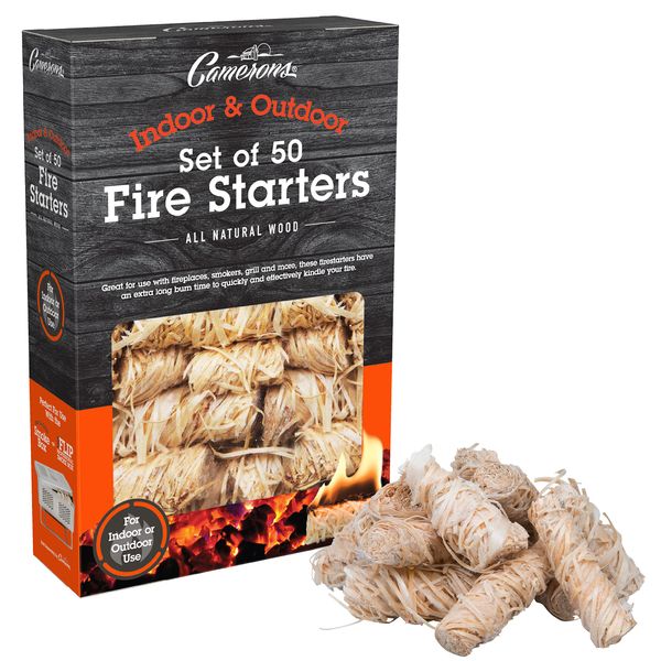 All Natural Fire Starters (50 Pack) - Unique Design Lights Quick & Easily with No Flare Up- Indoor Outdoor Use for Barbecue Charcoal Grill, Campfire, Pellet Stove, Firewood - BBQ Grilling Gift for Men