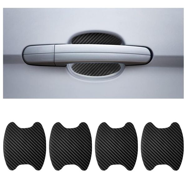 Generic 4pcs Car Door Handle Scratch Protector, Universal Fit, Carbon Fibre, Black