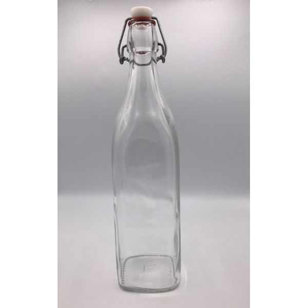 Clear Decorative Glass Bottle 11.5” w/ Stopper Home Interior Decor Italy