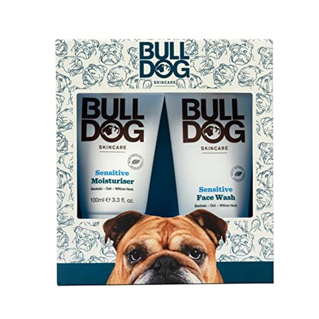 Bulldog Skincare - Sensitive Skincare Duo, Gift Set for Men (x1 Sensitive Moisturiser 100 ml, x1 Sensitive Face Wash 150 ml)