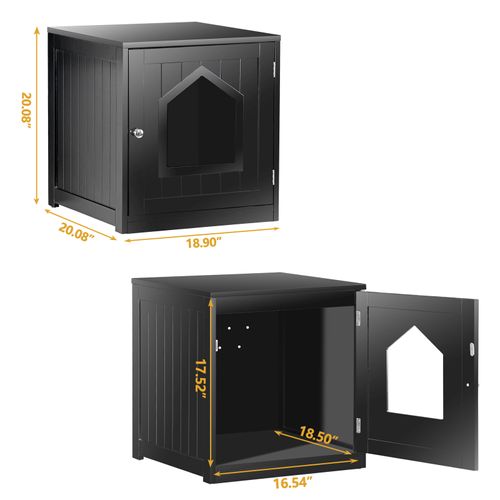 Hidden Litter Box Cat Enclosure End Table Kitty Pet House Pet Supplies Black