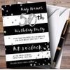Black White Silver Confetti 50th Personalised Birthday Party Invitations