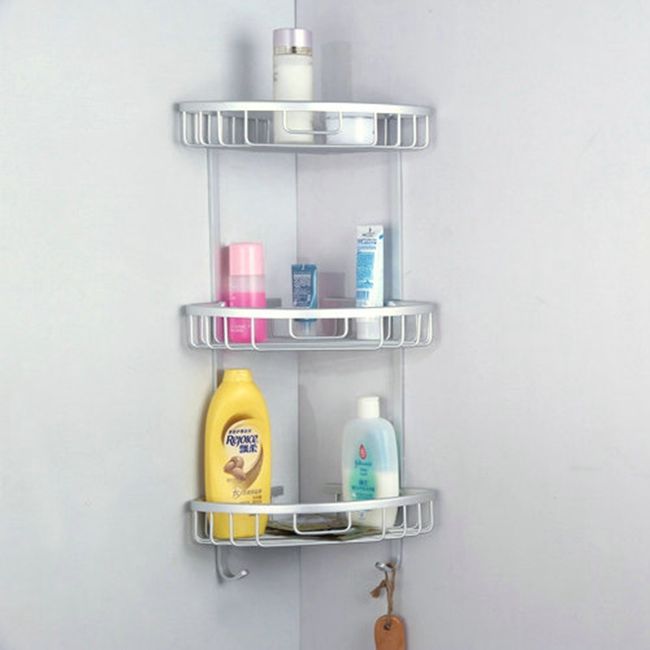 Punch-free Bathroom Shelf Shampoo Cosmetic Towel Storage Rack Organizer  Bath Corner Holder Household Items Bathroom Accessories