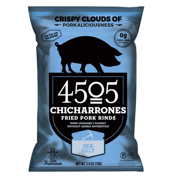 4505 Meats, Chicharrones Fried Pork Rinds, Sea Salt, 2.5 Ounce