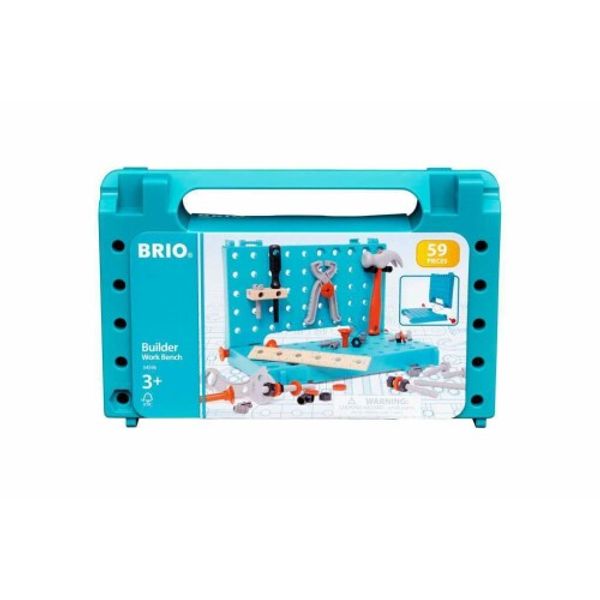 BRIO Builder Working Bench 34596 &quot;59 Pieces&quot; Ages 3 and up (Carpenter Tool Play Toy Educational Toy Pretend Play) Blue