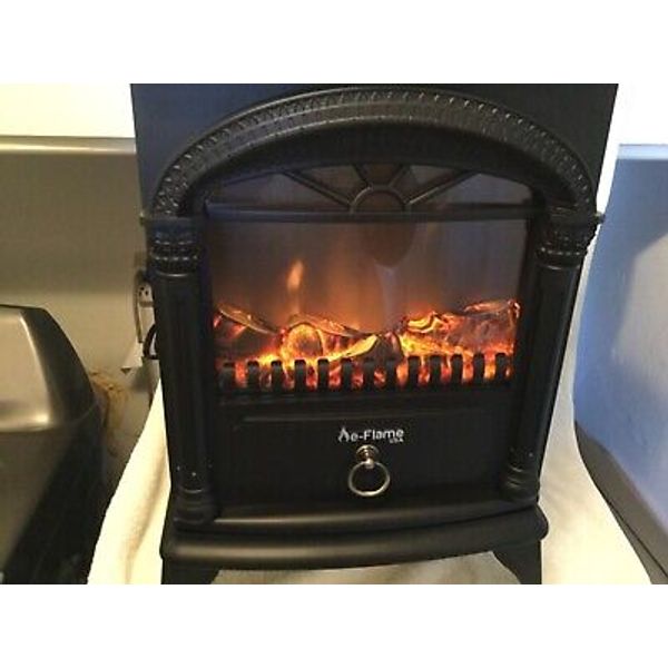 Electric Fireplace-Indoor Freestanding Space Heater with Faux Log and Flame E...