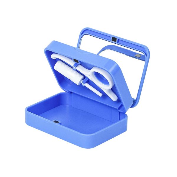 COTISEN Retainer Case Teeth Aligner Container with Mirrors, Magnetic Closure, Removal Hook Tool, Dental Mouth Guard Orthodontic Storage Holder Blue