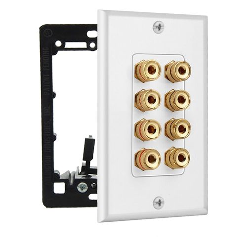 DIYTECH 4 Speaker Wall Plate, Home Theater Wall Plate, Gold Plated Binding Posts, Speaker Wall Plates, for Home Theater Wall Speaker Plate Setup