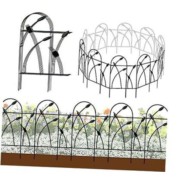 Metal Decorative Garden Fence Border, 32 in.H x 19.5 in.W (10 Panels, Black