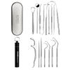 KOHEEL Dental Tools with Metal Case, 8 Count Teeth Cleaning Tools Set, Remove Plaque, Oral Care Hygiene Kit & Toothpicks Pocket Set, Reusable Dental Floss Picks Kit, Tooth Picker