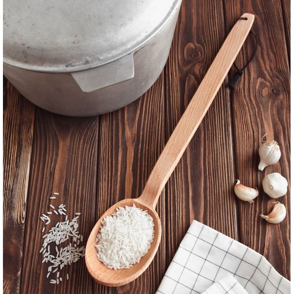 18" Long Handle Wooden Spoon For Deep Pots - Heavy Duty Solid Wood Large Spoon