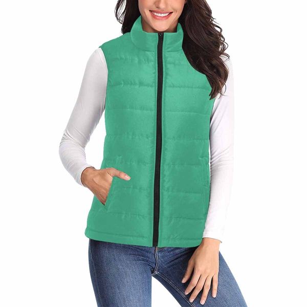 Womens Puffer Vest Jacket / Mint Green - M