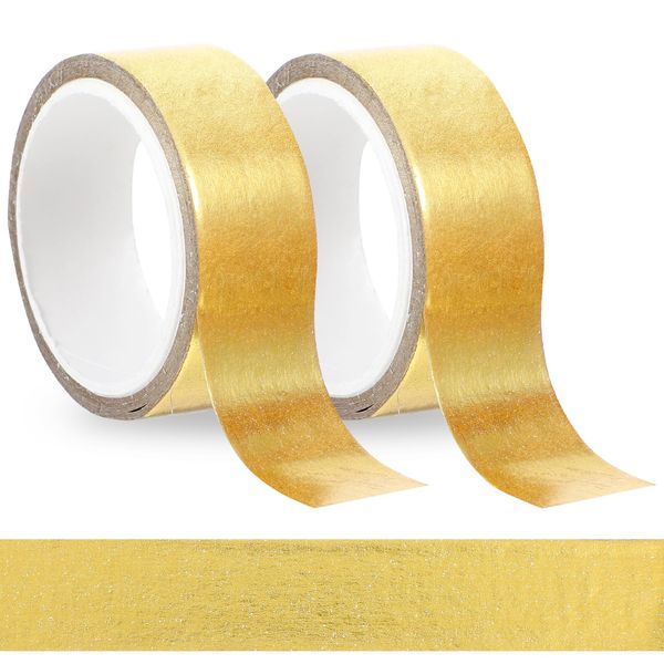 Ymapinc 2 Rollen Washi Tape Gold, 15mm X 5m Klebeband Gold Selbstklebend Washi Tape Metallic Craft Dekoratives Goldenes Klebeband Für Wanddekorationen Geschenkverpackung Scrapbooking