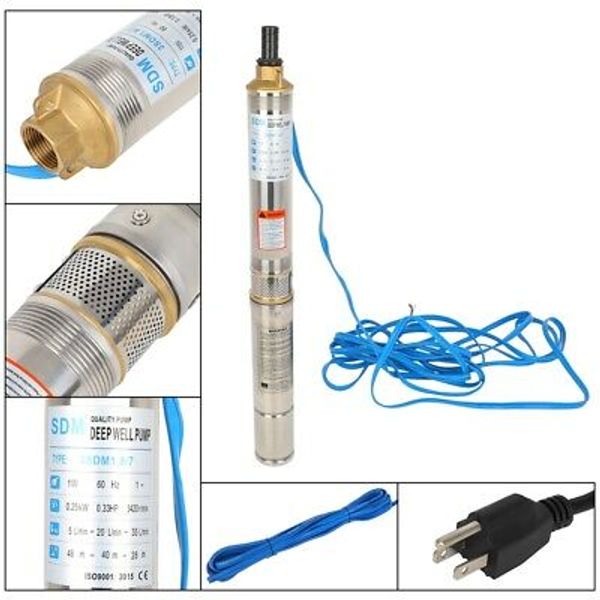 1" Deep Well Pump Submersible Water Pump for Home 110V 1/3HP 250W Free Shipping