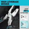 DURATECH 9.5inch High Leverage Lineman Plier Heavy Duty Side Cutter for Crimping