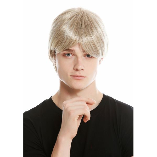 Wig Men's Wig Short Smooth Monofilament Medium Blonde Light Blonde Highlights