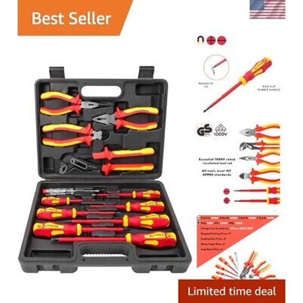 Insulated Screwdriver & Pliers Set, 1000V Electrical Tools for Electrician Ma...