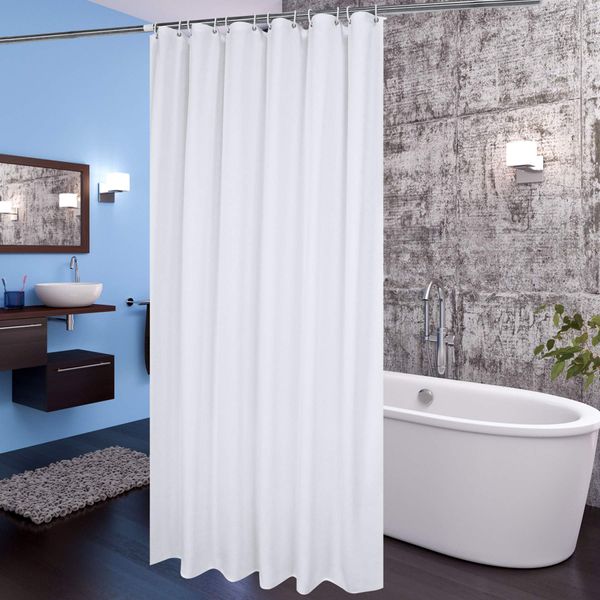 Long Shower Curtain Liner 78 Inches Height-Water-repellent Fabric Shower Curtains Set With 12 Hooks, White Bathroom Curtain Weighted Bottom Machine Washable, Soft Cloth & Hotel Luxury Spa, 72x78