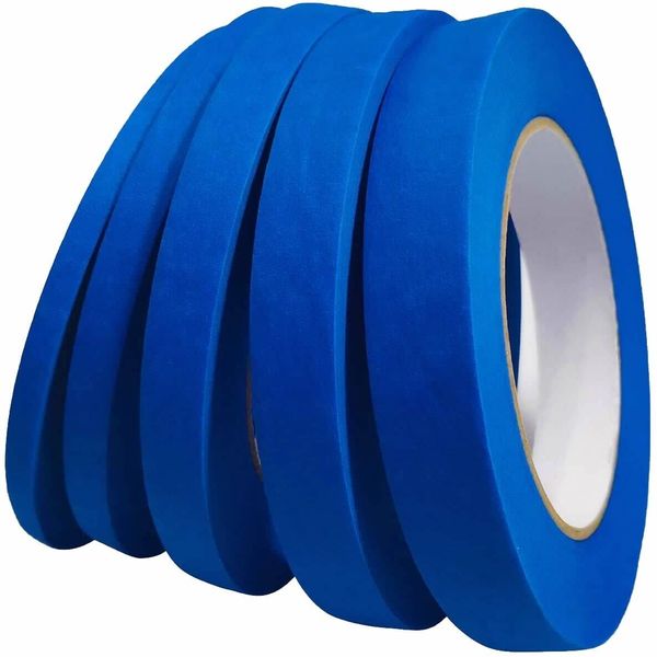 DoAy Blue Painters Masking Tape 1/4" 3/8" 1/2" 5/8" 3/4 x 60 yd, Multi Size Pack