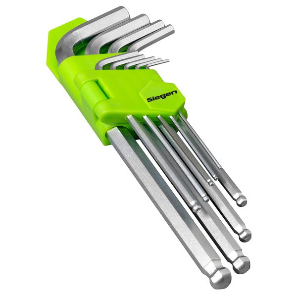 Sealey Siegen 9pc Long Ball-End Allen Key Hex Set - Metric - S01260