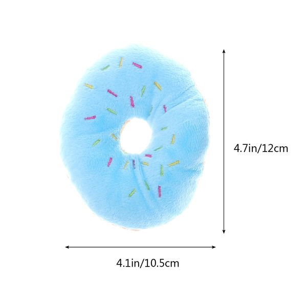 GANPUB Blue Donut Dog Chew Toy Soft Plush Donut Sound Toy,Cute Pet Bite Squeaker Sound Puppy Dog Plush Chewing Toy,Pet Supply for Puppy,Toys