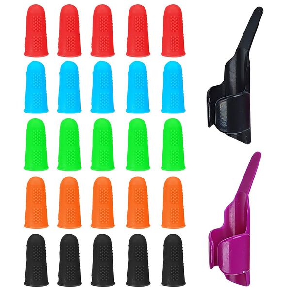 15 Pieces Of Silicone Finger Cots, 2 Pieces Of Plastic Sewing Finger Cots, Finger Protectors, Anti-Cut Finger Cots, Non-Slip Insulated Finger Cots, Sewing Protective Finger Cots