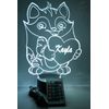 Kitty Cat Night Light Table Lamp LED Personalized Name Custom Kids Room & Remote