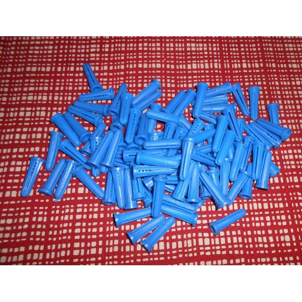 8-10-12 X 1" BLUE CONICAL PLASTIC WALL ANCHORS - (100)PC