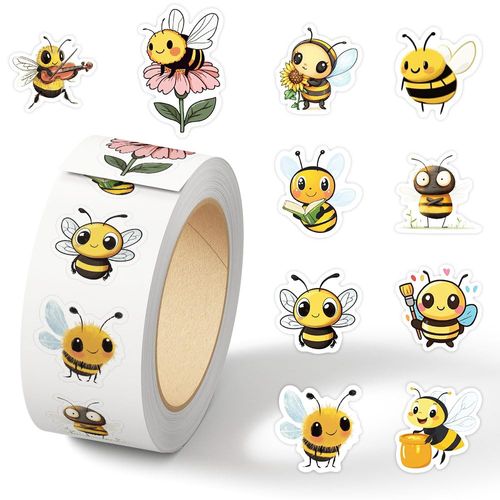 500 Pcs Waterproof Vinyl Sticker for Kids & Teens Reusable Bee Stickers for Hydro Flask, Water Bottles, Laptop, Phone, Skateboard Cute Aesthetic Sticker Pack for Girls, Easy Peel Stick