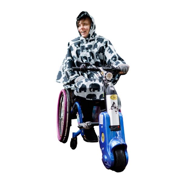 BundleBean - Adult Wheelchair Poncho - Comes with Stuff Sac - Universal Fit, Peaked Hood, Easy Poppers Under Chin and Arms -Waterproof Rain Poncho for Ages 11 + Years to Adult (Grey Elephant)