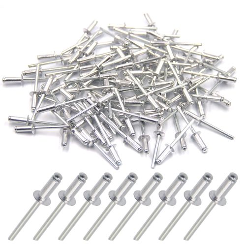 BESTYCHAO 100pcs Aluminium Blind Rivet 4.8mm x 12mm, Open End Rivet Pop Rivet, Pack of 100 (Silver)