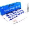 10 Disposable Scalpel #15, Sterile, Plastic Handle Graduated