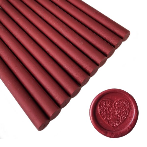 10 Pieces New Wine Red Sealing Wax Sticks for Wax Seal Stamp, AMTOL Sealing Wax Sticks for Glue Gun,Great for Wedding Invitations, Wine Packages,Cards Envelopes, Gift Wrapping. (New wine red)