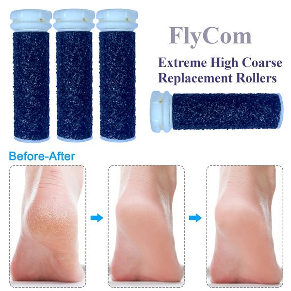 [4 Pack] Extreme Micro Pedi Rollers Super Highest Coarse - Replacement Heads Mineral Callus Remover Compatible with Emjoi Refill for Excess Rough Callus