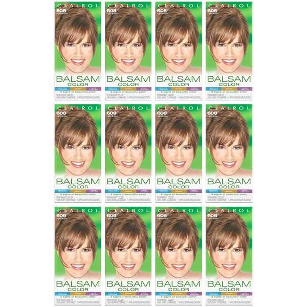 Pack of (12) New Clairol Balsam Permanent Hair Color, 608 Light Brown