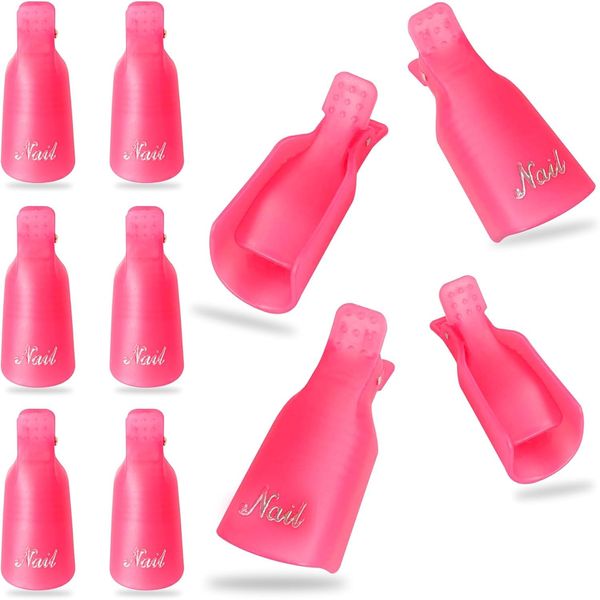 Aibulo 10 Pcs Nail Polish Remover Clips – Reusable Pink Gel Soak Off Clips for Fingers & Toenails, Acrylic & UV Nail Polish Removal