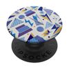 1980'S GEOMETRIC SQUARE TRIANGLE PATTERN BLUE AND WHITE PopSockets Swappable PopGrip