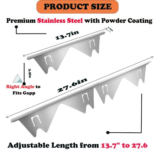 Stove Gap Covers Stainless Steel,2 Pack (Silver) Stove Gap Filler,Stove Guard for Gas Stoves Oven Counter Side Gap, Retractable Length 13.8" to 27.5", Width 0.79",Heat Resistant and Easy to Clean