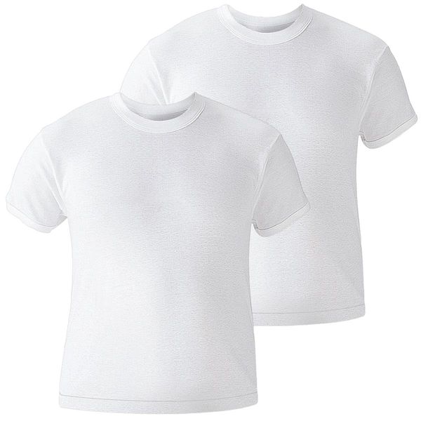 GUNZE 2 - Piece Soft 100 % Cotton Undershirt Set, Anti - Bacterial, Odor Resistant, Short Sleeves - whites