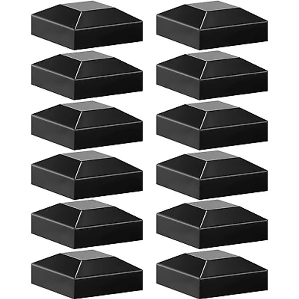 Aluminum Fence Post Caps 2" X 2" Black 12 Pcs Pressure Fit Cover