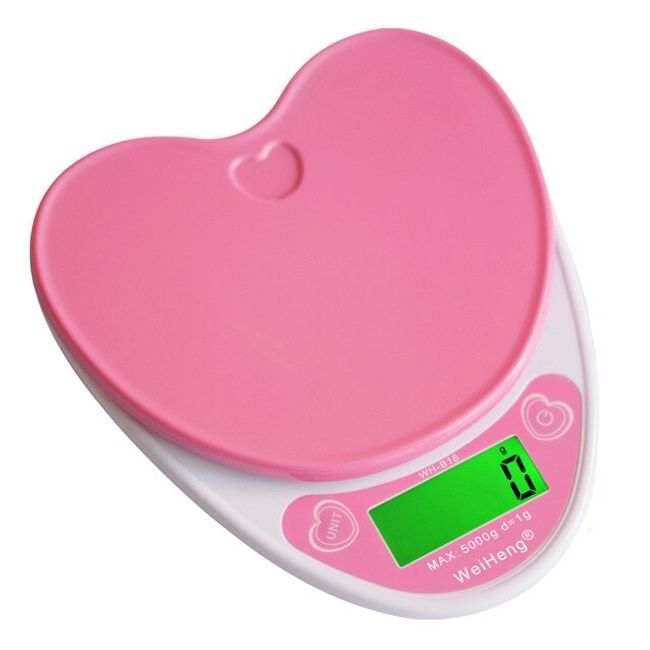 Pink Digital Kitchen Scale, 3kg/0.1g, Heart-shaped Food Scale