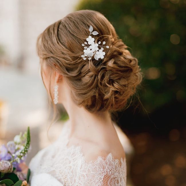 5 Stücke Blume Braut Haarspange Silber Blumen Perle Haarschmuck Perlen Weiß Hochzeit Silber Haarspangen Haar Blume Braut Haarnadeln Hochzeit Haarschmuck Kommunion Mädchen Brautschmuck Haare