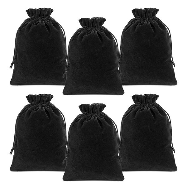 Lucky Monet 25/50/100PCS Velvet Drawstring Bags Jewelry Pouches for Christmas Birthday Party Wedding Favors Gift Candy Headphones Art and DIY Craft (50Pcs, Black, 5” x 7”)