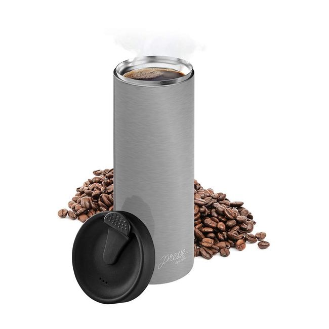 bobble French Coffee Presse, On-The-Go use, Quick Brew, Slim Design, Triple Wall Insulation, 14 oz (Stainless Steel)