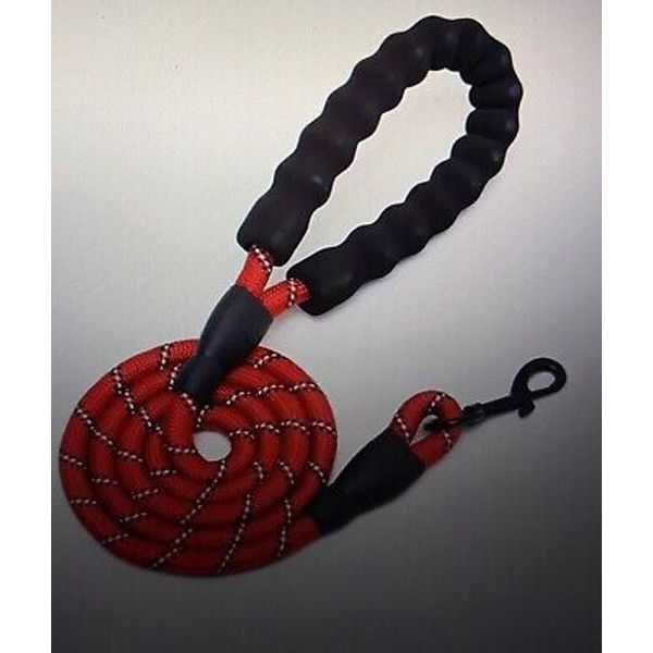 5 Feet Premium Reflective Pet Dog Leash Durable Water Resistant Nylon  Red