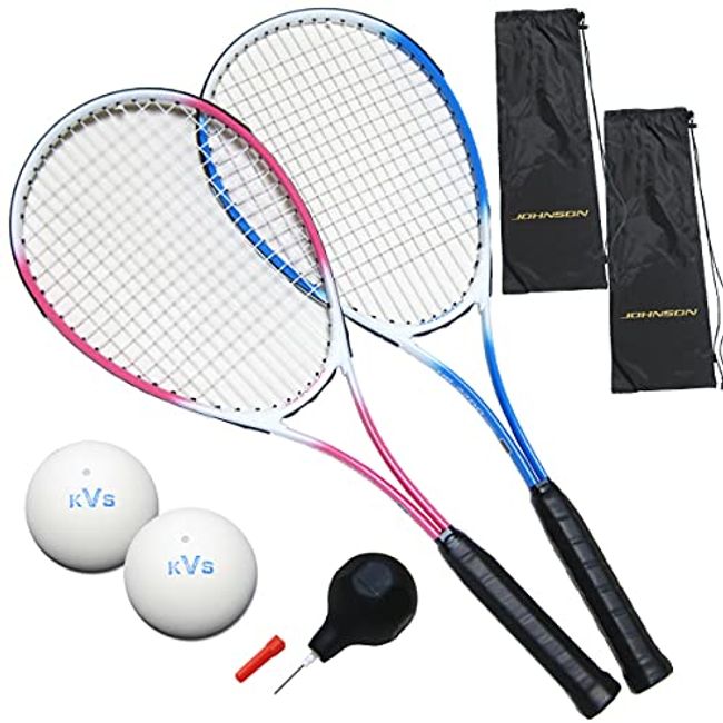 JOHNSON HB-2200 Soft Tennis Racquet, Set of 2, Soft Tennis Racquet, Includes Ball Pump, For Beginners (Color/Blue & Pink)