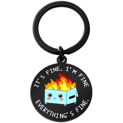 Ibiwe Funny Keychain for Women Bosses Day Gifts For Coworker White Elephant Work Gifts For Bestie Friends work bestie gifts Keyring It’S Fine,I’M Fine.Everything’S Fine Christmas