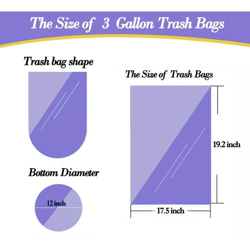 Hommaly 3 Gallon Small Black Trash Bags, 180 Count, Leakproof and Strong, Ideal for Office, Kitchen, Bathroom, and More