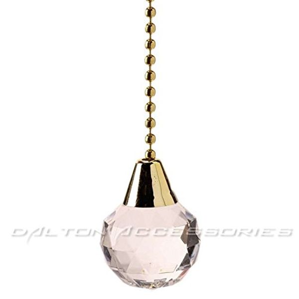 Small Crystal Ball Effect Bathroom Light Pull with Brass Pull Chain / Pull Cord Replacement