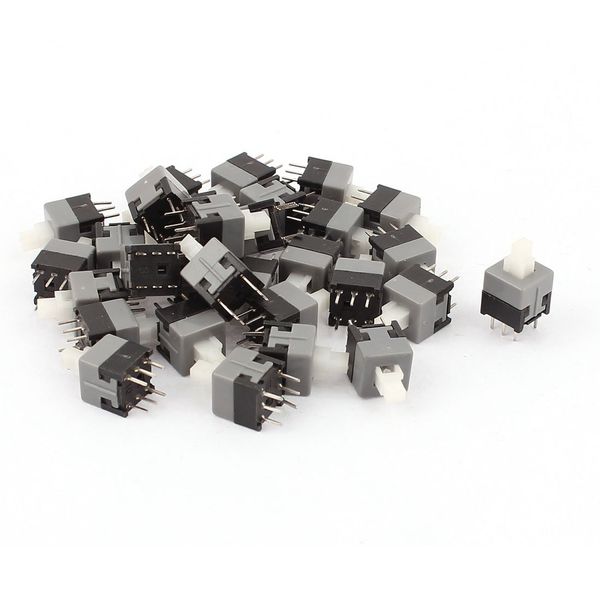 Sourcingmap 30 Pcs 6 Pin DPDT Latching Tact Tactile Micro Mini Push Button Switch
